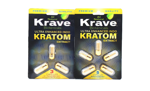 Krave Botanicals -  Premium Quality Ultra Enhanced Indo Kratom Extract Capsules